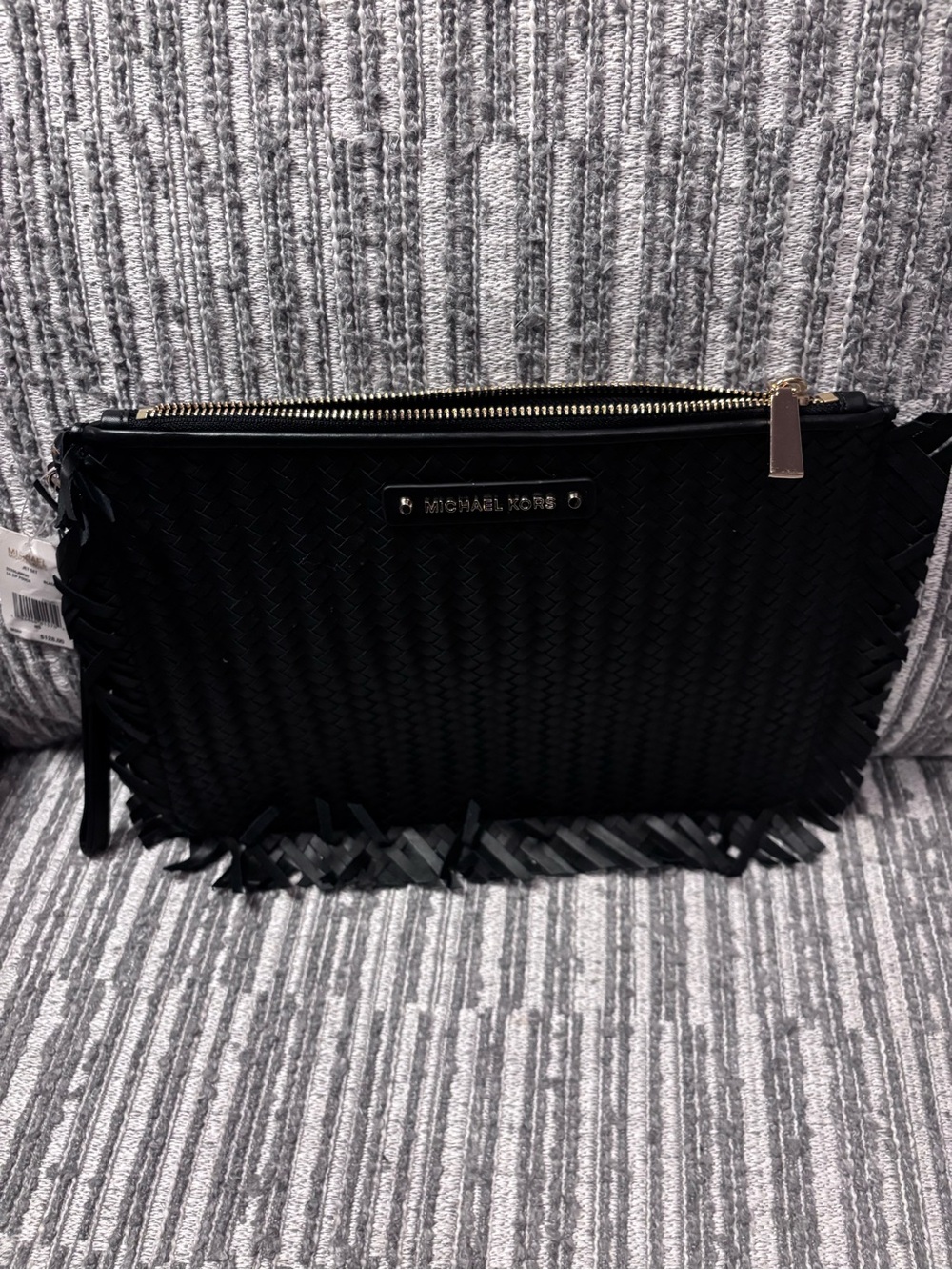 Michael Kors Black Woven Fringe Wristlet Clutch - Picture 1 of 7